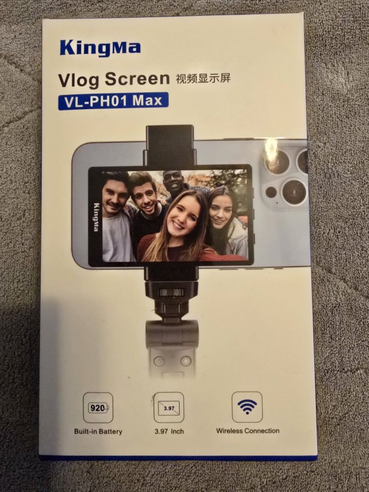 Phone Vlog Selfie Monitor Screen, Magnetic Phone Holder Clip Mount, Using Rear Camera for Selfie Vlog Live Stream TikTok, Instagram, YouTube, iPhone &