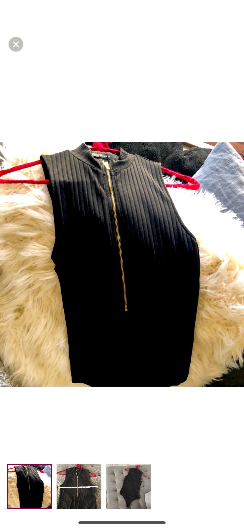 Bodysuit Sleeveless Front Zip Up Shirt
