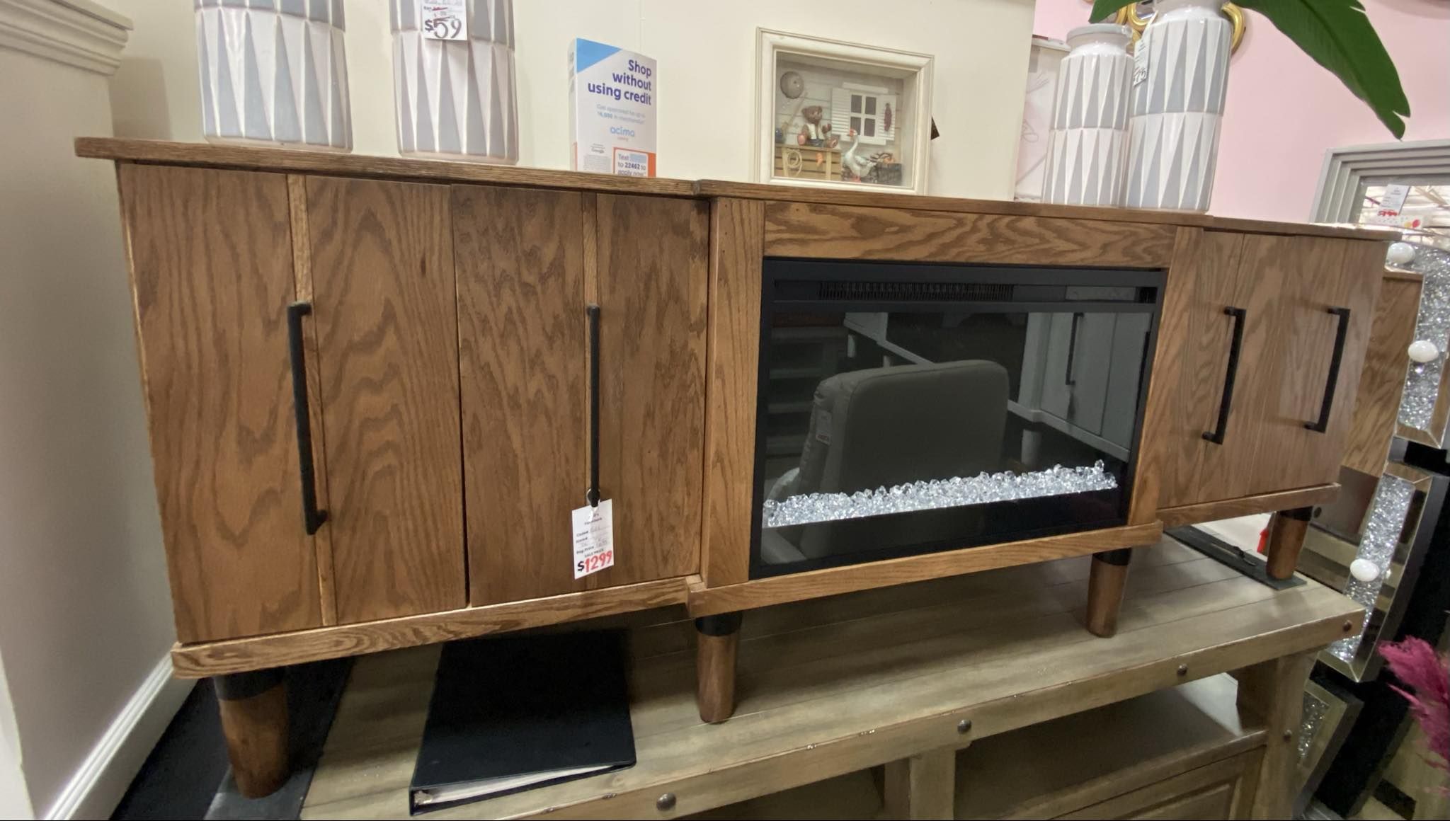 New New New!!! Contemporary Electric Heated Fireplace Console!!!