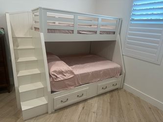 Pottery Barn Kids twin over full stair bunk bed