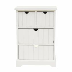 LuxenHome White Beadboard Wood 4-Drawer End Table,H210