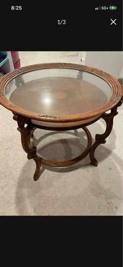 Antique or Vintage  Glass Top Tray Table