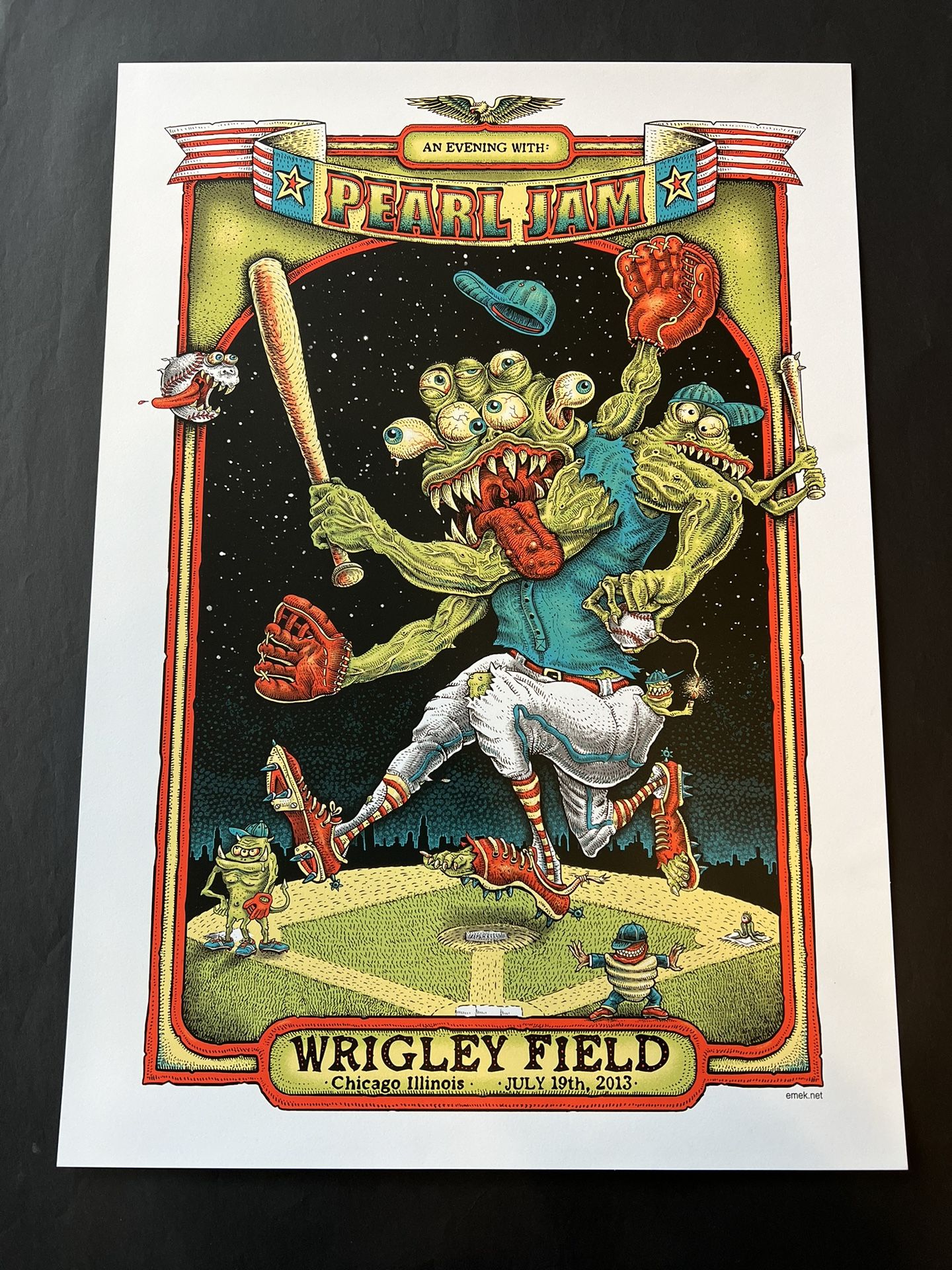 PEARL JAM Wrigley Field Chicago 2013 EMEK Concert Poster 7/19/13
