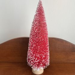 Red Pink & White Bottle Brush Tree about 12.5” tall