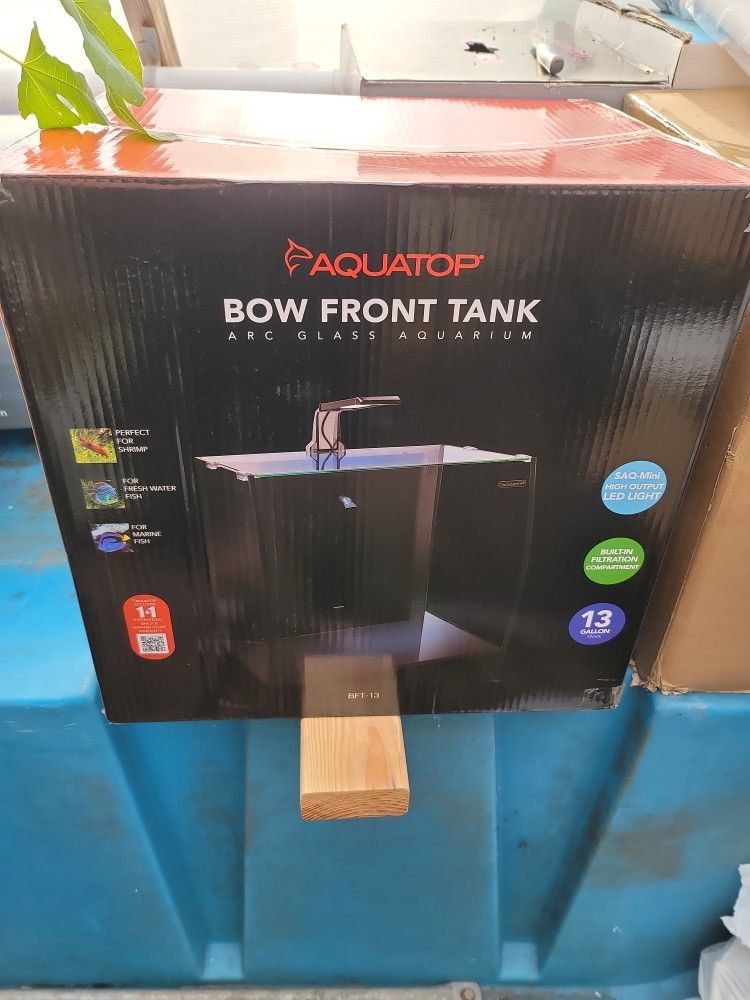 Aquatop 13 Gallon Bowfront Aquarium Arc Glass Complete Setup Brand New In Box