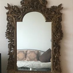 Carved Wooden Mirror Old Gold Color This Is Too Good To Miss!