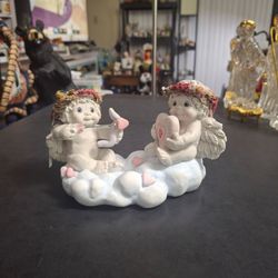 Dreamsicles Cast Art Hand-painted "Taking Aim" Love Hearts Cherubs, Signed By Kristin 97 - 6.25"W X 3.5"D X 3.75"H