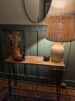 Wood Console Table with Hairpin Legs- Solid Ambrosia Maple
