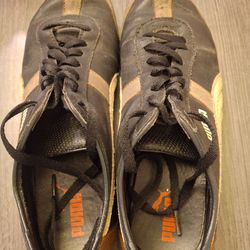 Men's Size 9.5 Vintage Puma Roma LP Black Sneakers With Gel Soles