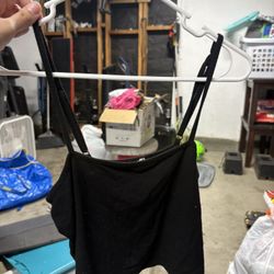 OZZOLO Black Ribbed Camisole Large