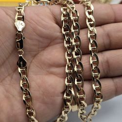 Solid 14kt Gold Curb Link Chain Cadena Solido De Oro 14kt 