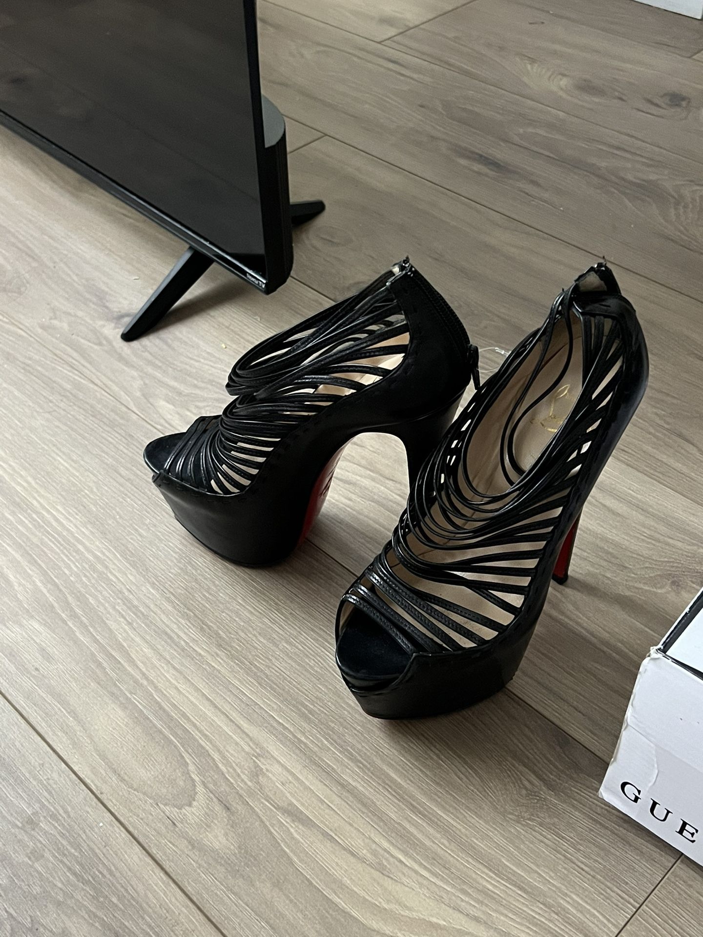 New Authentic Christian Louboutin Platform Extra High Heels Used Ones For Photo Shoot Comes With Box And Dust Bag No Receipt Unfortunately All Lost