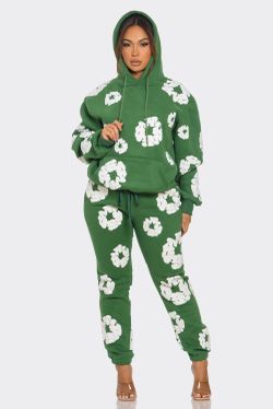 Green And White Denim Tear Set