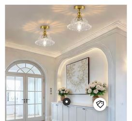 BeamHaven 9.84 in. Brushed Vintage Gold Dome Semi-Flush Mount Ceiling Light w/ Clear Flower Glass for Kitchen Diningroom Questions & Answers