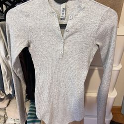 Skims Woman Grey Long Sleeve Bodysuit (xs)