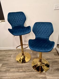 Blue and Gold Bar Stools