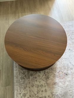 Round Walnut Coffee Table – Like New