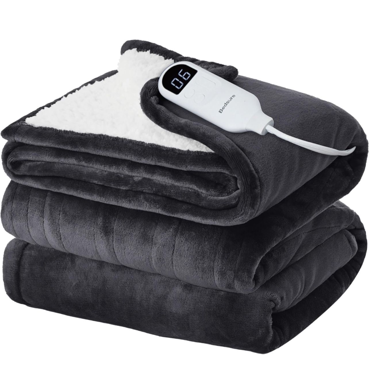 Bedsure Electric Blanket Full Size - Heated Blanket with 6 Heat Settings, Flannel Heating Blanket with 10 Time Settings, 8 hrs Timer Auto Shut Off (72