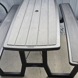Lifetime Outdoor Folding Table with 2 Benches 