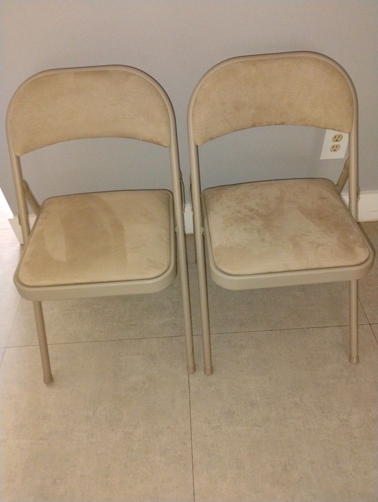Sillas Plegables De Tela Beige Con Asiento Acolchado