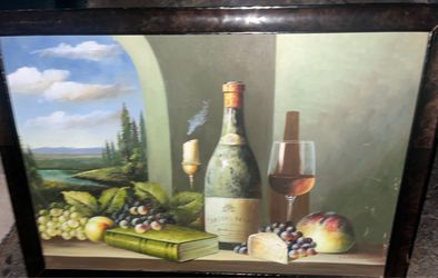 Large oil painting with imported wooden frame