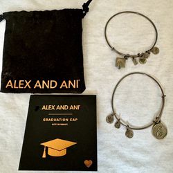 Alex and Ani Charm Bracelet Graduation Initial E Gift