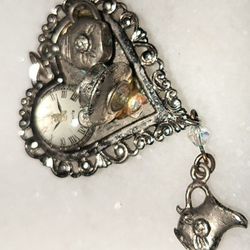 Steampunk Jewelry Silver  Unique Heart