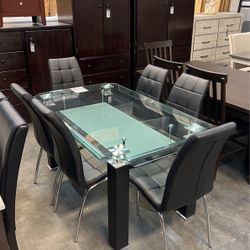 Glass Dining Set 7-piece Set 