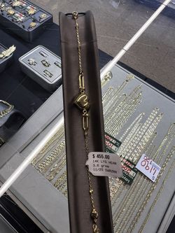 14k Heart Link Bracelet 