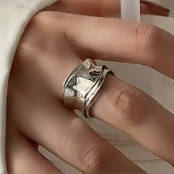 925 Sterling Silver  Large Cuff Ring Band Gift