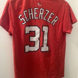 Majestic Washington Nationals Baseball Max Scherzer #31 Tshirt Youth Kids Sz:S