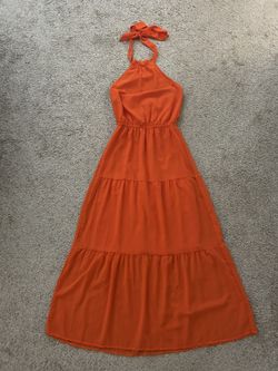 NEW Orange Halter Style Long dress 