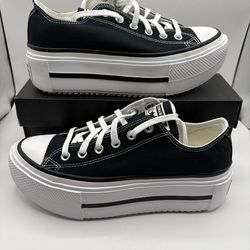 New Converse All Star Sneakers Lugged Sole Low Top Womens 9 / Men’s 7 Lift Platform Black Shoe