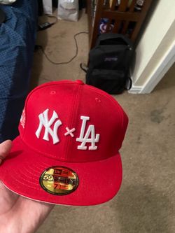 Yankees x dodgers hat 7 1/4 red and pink BRAND NEW
