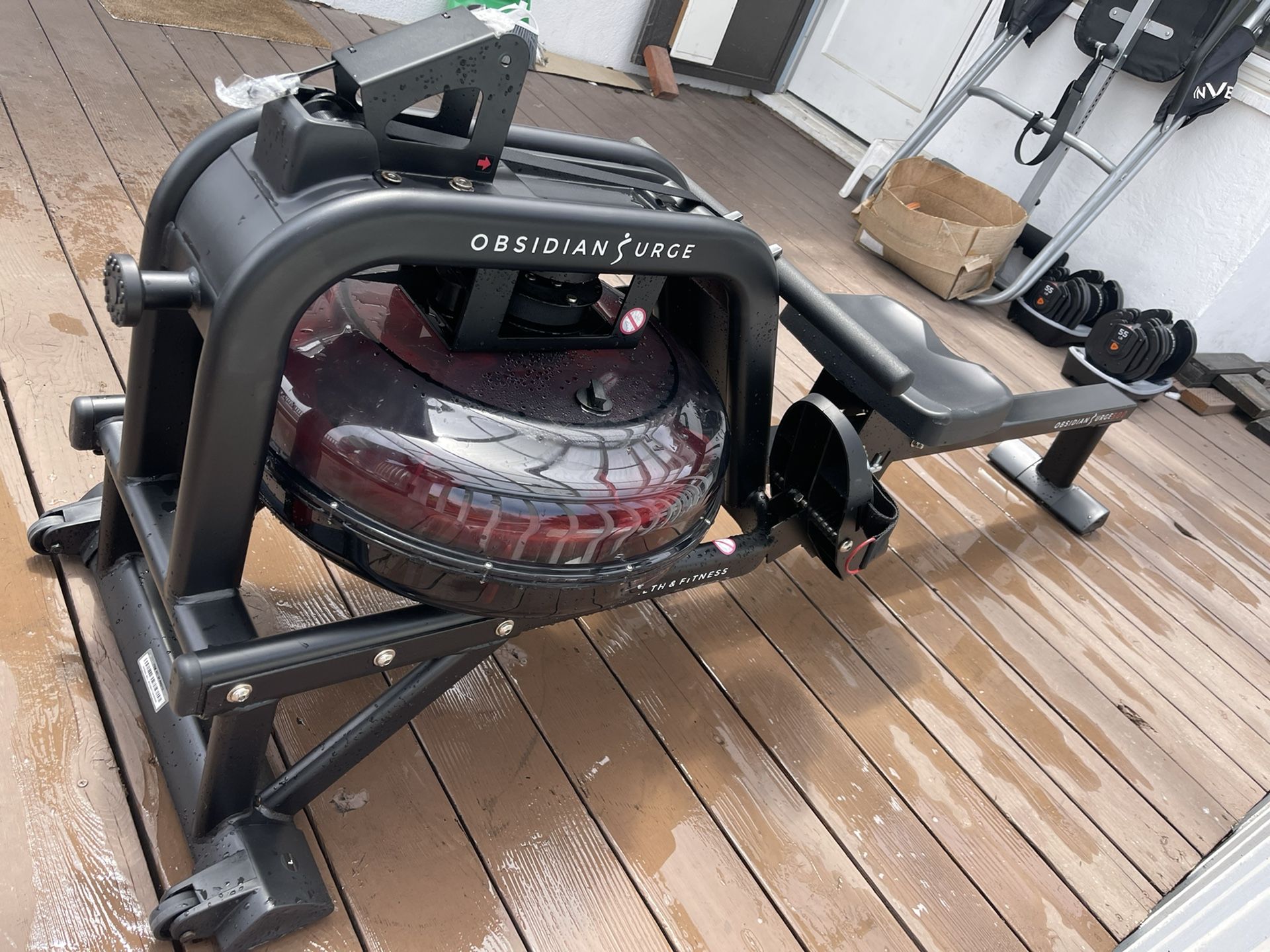 Sunny Health & Fitness Obsidian Surge 500 Water Rowing Machine - SF-RW5713 , Black