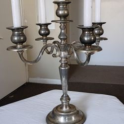 Vintage 4 Arm 5 Candle Silverplate Candelabra, Nice Center Piece 