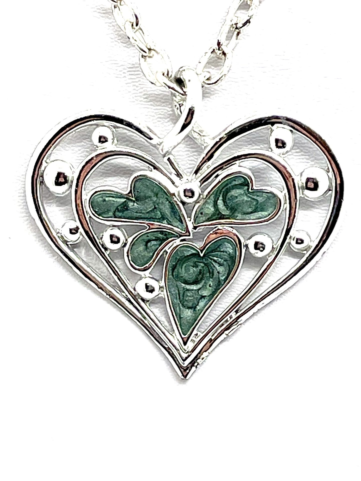 Fanciful Enameled Heart Necklace 