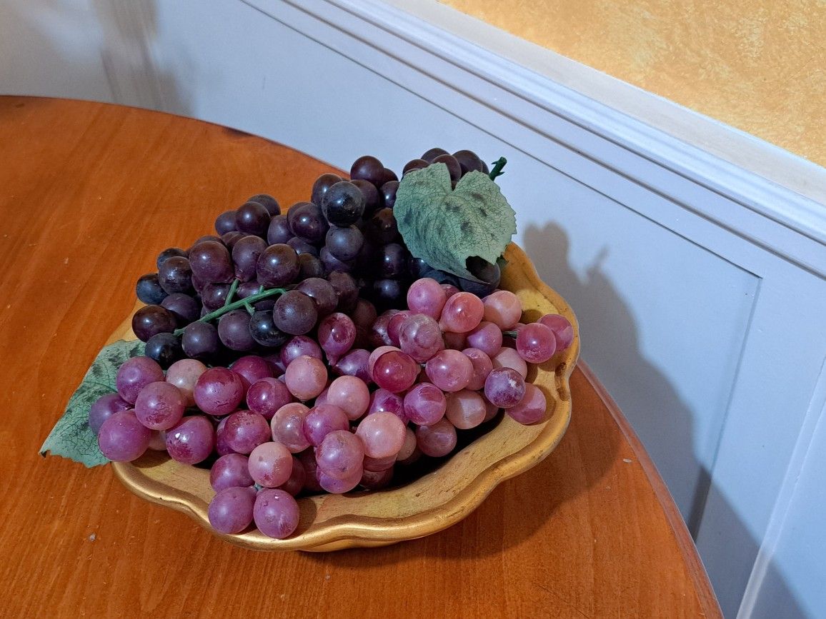 Decorative Bowl with grapes, 10 in wide 3 in tall.