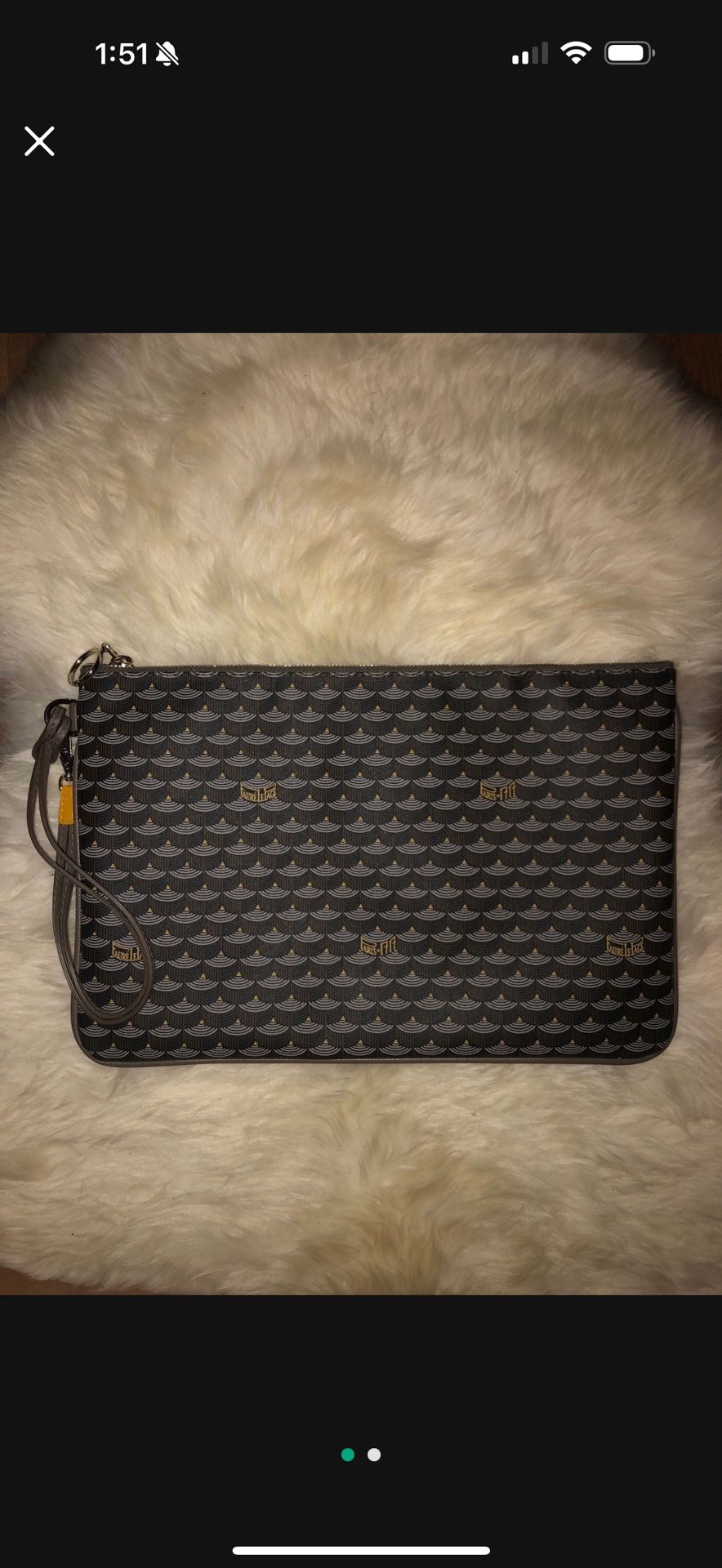 Fauré Le Page Pouch Pochette Gray Coated Canvas Clutch