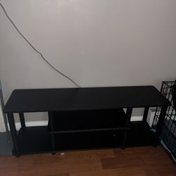 Compact Black Entertainment Stand with Open Shelves
