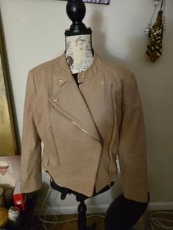 Tan Moto Jacket with Gold Hardware