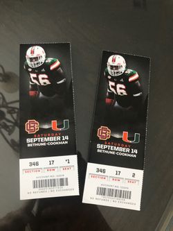 Miami Hurricanes tickets vs Bethune Cookman