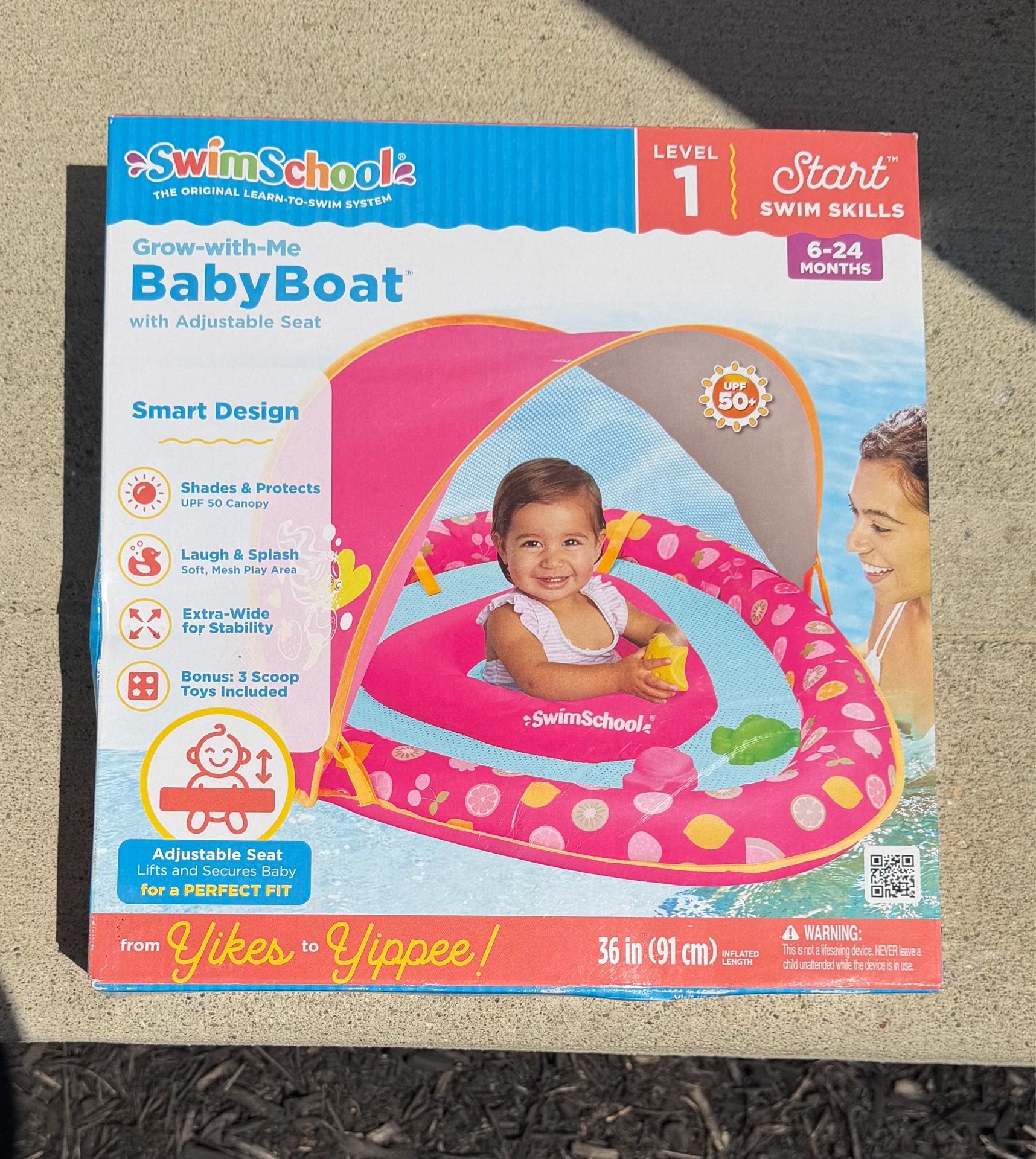 New (Pink) Swim School Grow -with-Me Baby Boat. Level 1. Ages 6-24 months