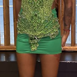 Green dress size small hand made