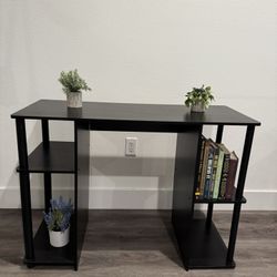 Modern Black Computer Desk With Shelves 