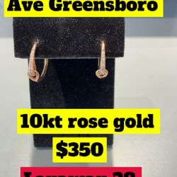 10kt Rose Gold Earring $350 With Diamonds (1015 Summit Ave Greensboro ) This Is A Store ! 