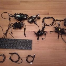 Various laptop outlet computer cable lot USB wired keyboard monitor desktop