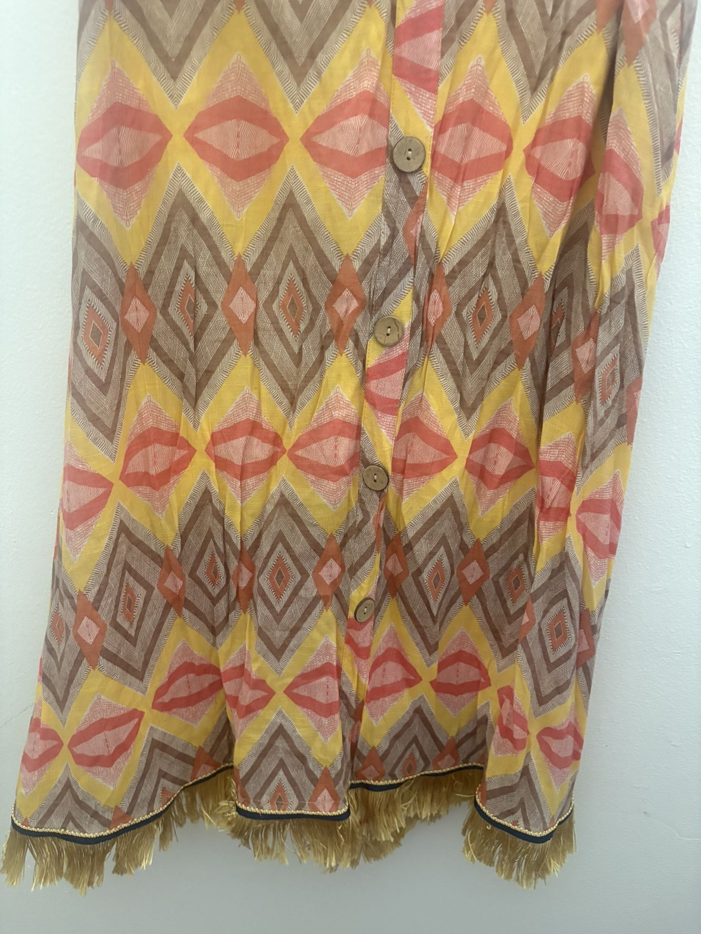 Southwestern Pattern Gold Fringe Skirt