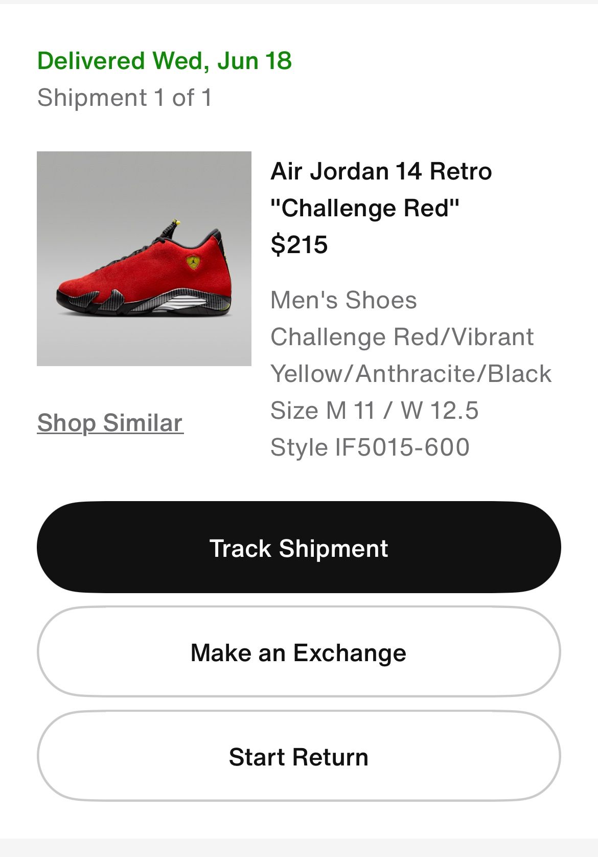 Air Jordan 14 Retro Ferrari 2025 Size 11 Men