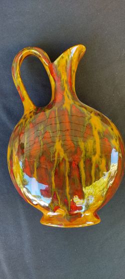Vintage 1974 drip glaze pottery vase